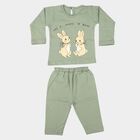 Infants Green Cotton Round Neck Lounge Set Hipster Set, हल्का हरा, small