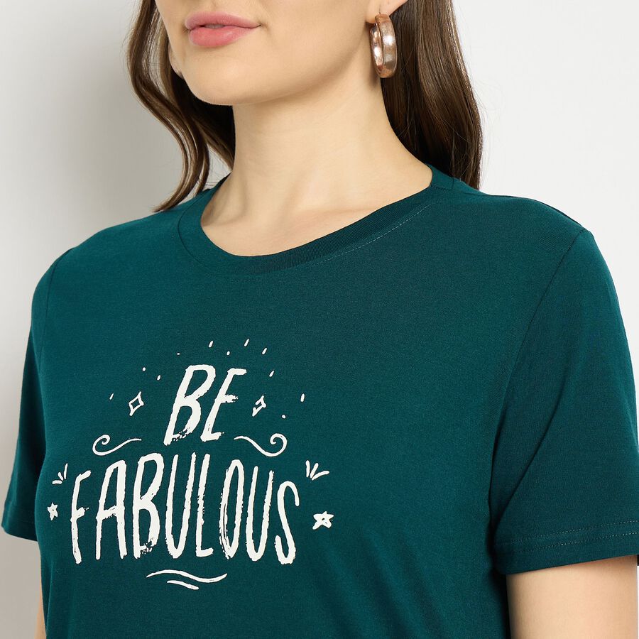 Ladies' Round Neck T-Shirt, Dark Green, large image number null