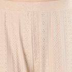 Women's Soft Beige Wide-Leg Lace Trousers, Beige, small