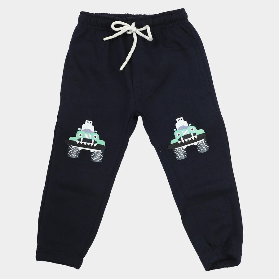 Boys' Navy Blue Jogger Graphic Printed Pyjama, Navy Blue, large