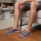 Men's Navy Blue PU Slip-On Slide Sandals, Navy Blue, small