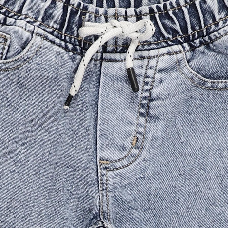 Boys' Light Blue Slim Fit Printed Jogger Jeans, हल्का नीला, large image number null