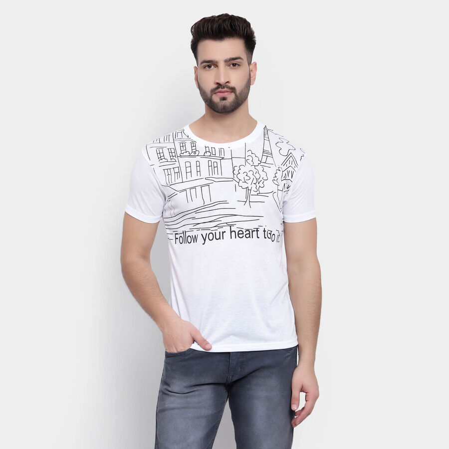 Round Neck T-Shirt, White, large image number null