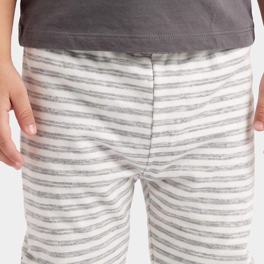 Infants Charcoal Striped Jogger Fit Pyjama, चारकोल, large