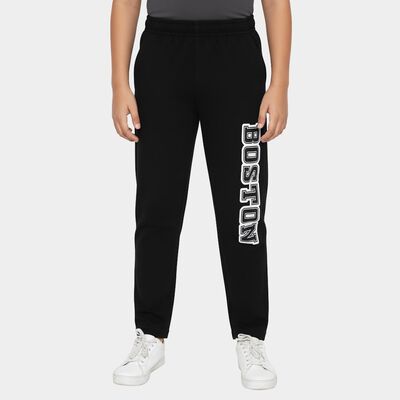 Boys' Jet Black Cotton Blend Boston Printed Pyjama