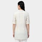 Women's White Cotton Round Neck Straight Kurti, Off White, small