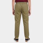 Boys' Olive Green Straight Fit Drawstring Waist Trousers, ओलिव, small