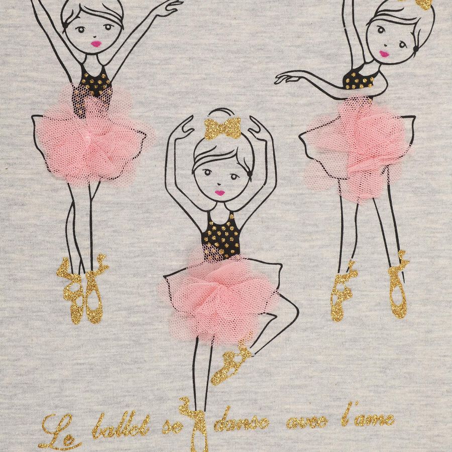 Girls' T-Shirt, Melange Light Grey, large