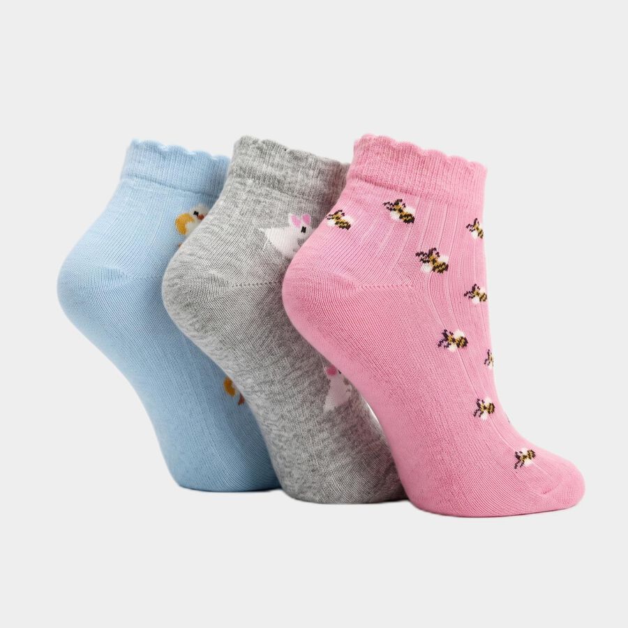 Women's Assorted Regular Fit Printed Pack of 3 Socks, चुनिंदा, large