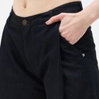 Women's Cotton Blend Regular Fit Trousers, काला, small