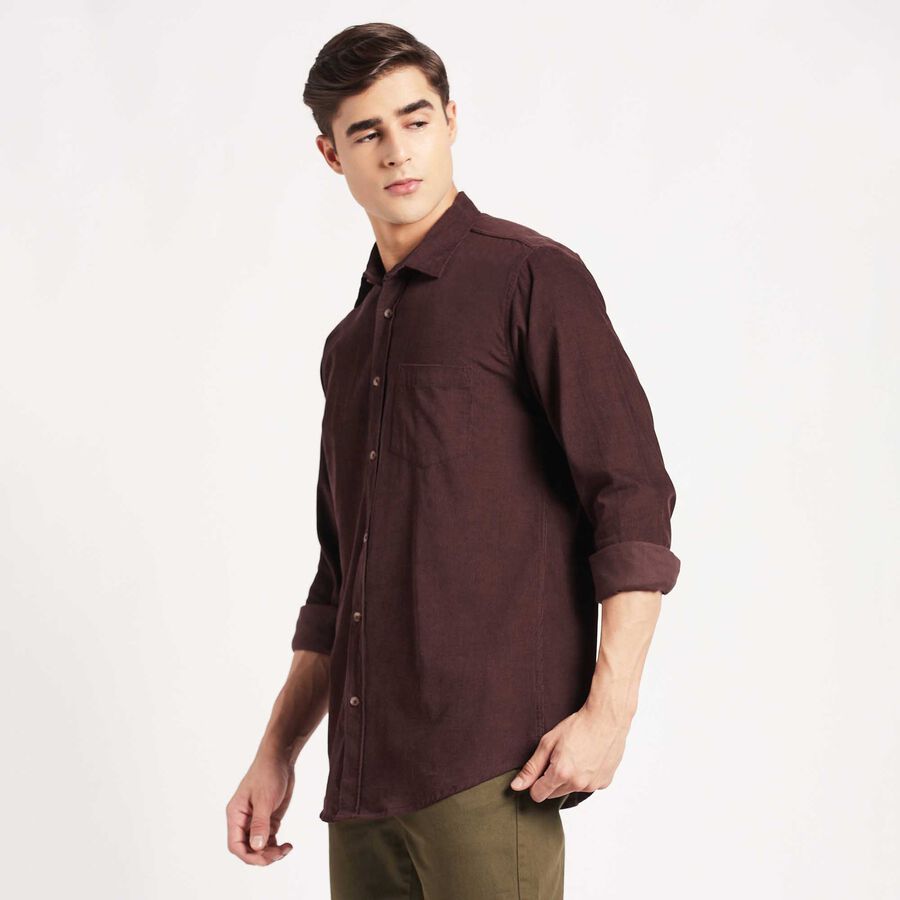 Solid Cotton Casual Shirt, Brown, large image number null