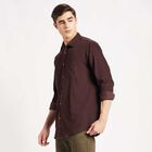Solid Cotton Casual Shirt, Brown, small image number null