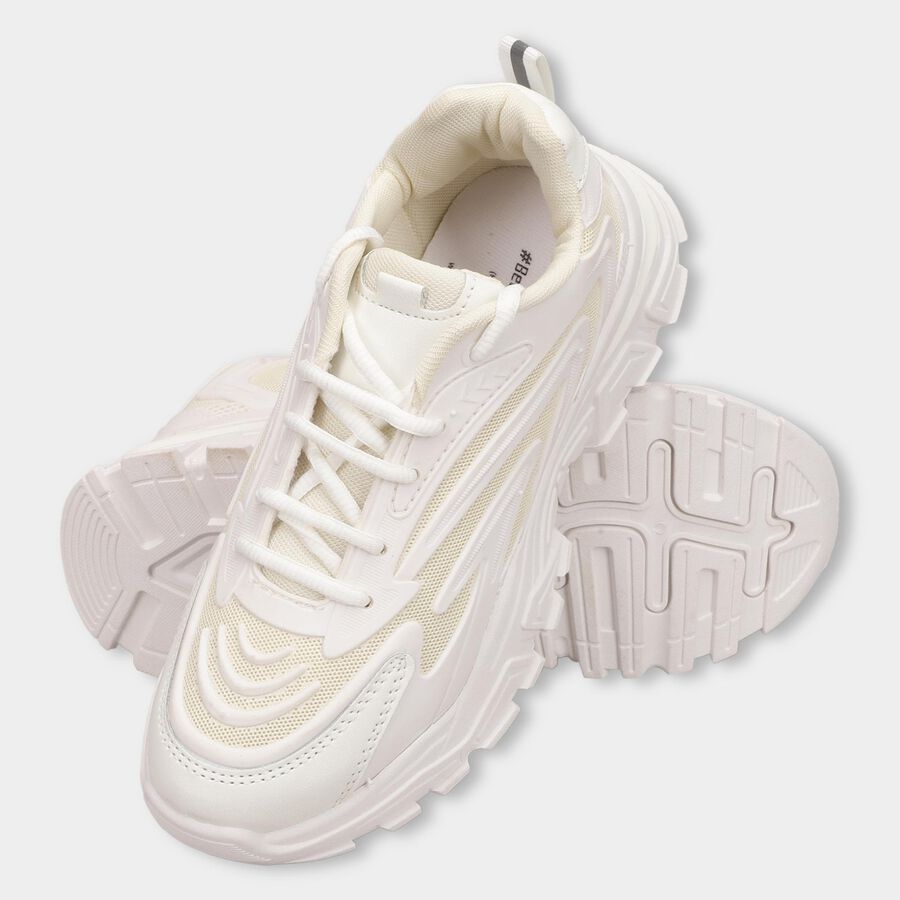 Ladies' Lace-Up Shoes, Beige, large image number null
