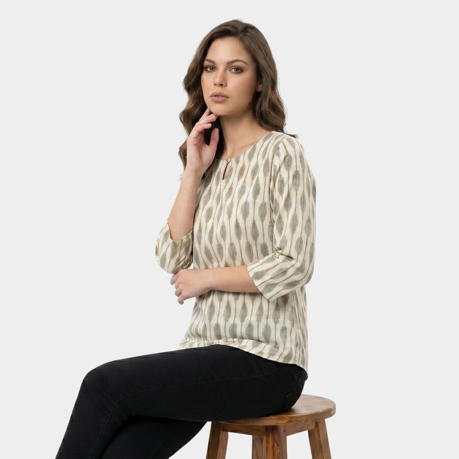 Women's White Kurti, ऑफ व्हाइट, large