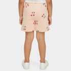 Girls' Light Pink Regular Fit Cherry Printed Shorts, Light Pink, small