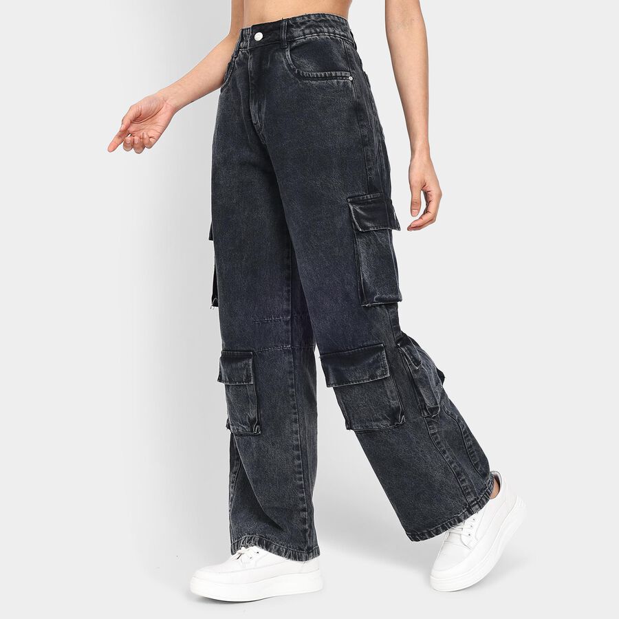 Ladies' 100% Cotton Jeans , Black, large image number null