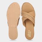 Women's Beige Embellished Slip-On Slide Sandals, Beige, small