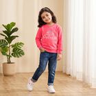 Girls' Pink Crew Neck Pullover Sweatshirt, Pink, small