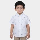 Boys White Cotton Regular Fit Casual Shirt, White, small