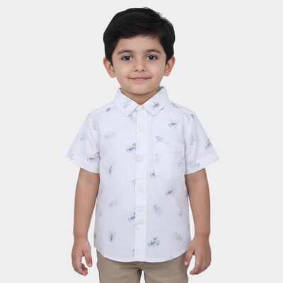 Boys White Cotton Regular Fit Casual Shirt