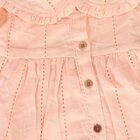 Infants' Peach Sleeveless Fit and Flare Ruffled Collar Frock, Peach, small