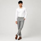Men's Grey Slim Fit Flat-Front Formal Trousers, Light Grey, small