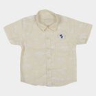 Infants Yellow Cotton Half Sleeve Round Casual Shirt, Yellow, small