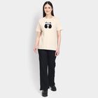 Ladies' 100% Cotton Round Neck T-Shirt , Beige, small