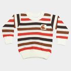 Infants White Crew Neck Striped Pullover, सफ़ेद, small