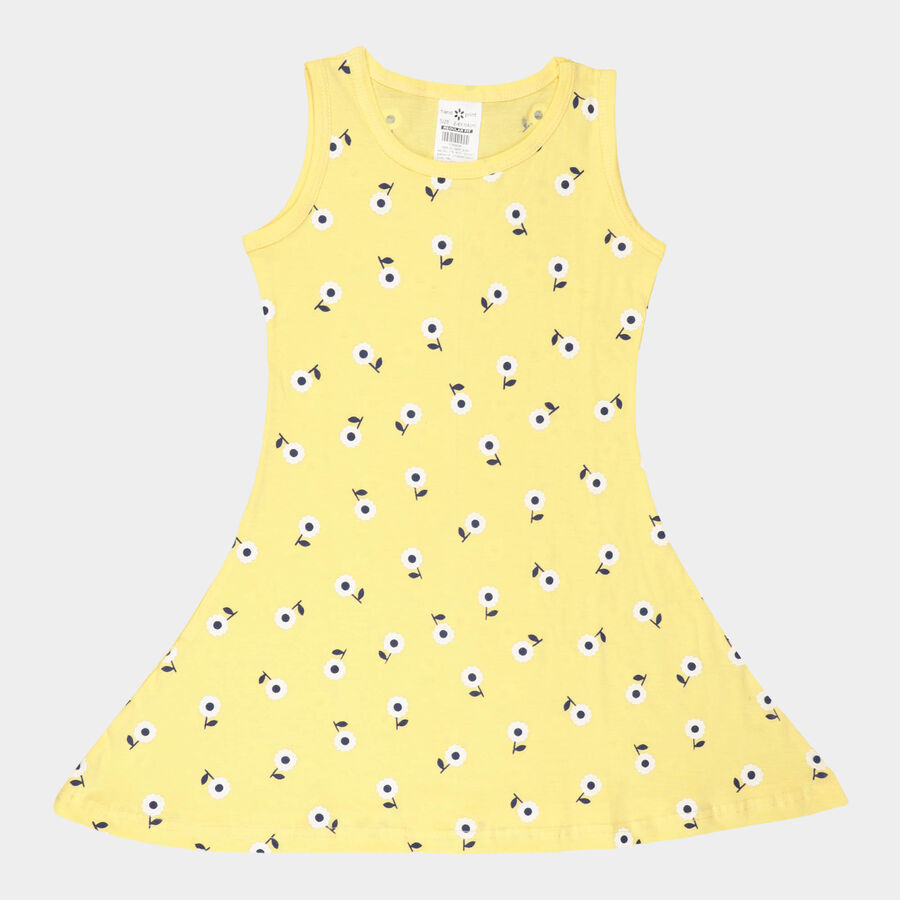 Girls Cotton Frock, Yellow, large image number null