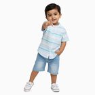 Infants Light Aqua Blue Cotton Half Sleeve Mandarin Collar Casual Shirt, Light Green, small image number null