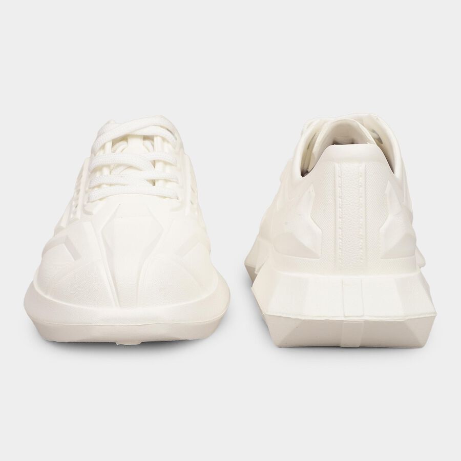 Men's Bright Snow White Lace-Up Casual Sneakers, White, large image number null