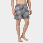 Men's Grey Relaxed Fit Checked Boxers, गहरा ग्रे, small