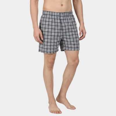 Men's Grey Relaxed Fit Checked Boxers
