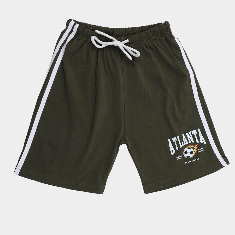 Boys' Olive Regular Fit Drawstring Bermuda Shorts, Olive, large