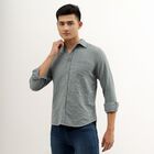 Men's Muted Sage Green Cotton Regular Collar Casual Shirt, Mid Blue, small image number null