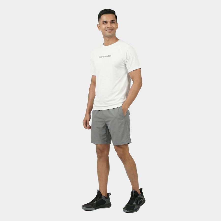 Men's White Round Neck Athleisure T-Shirt, White, large