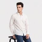 Men's White Striped Casual Shirt, Off White, small