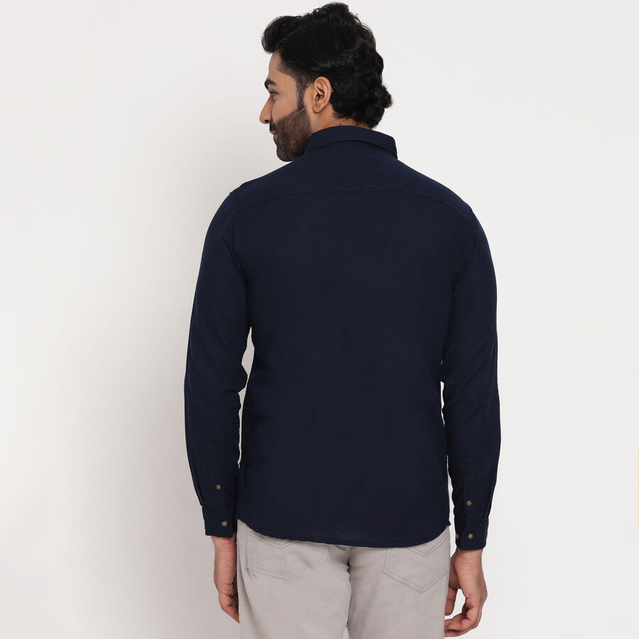 Cotton Solid Casual Shirt, Navy Blue, large image number null