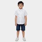 Boys White Cotton Half Sleeve Classic Casual Shirt, Off White, small