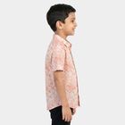 Boys Peach Cotton Half Sleeve Collar Casual Shirt, Peach, small