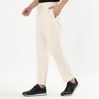 Men's Soft Beige Slim Fit Drawstring Casual Trousers, एक्रू मिश्रित, small image number null