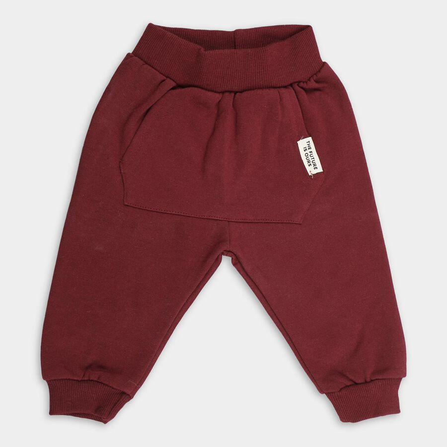 Infants Deep Burgundy Elastic Waist Cotton Blend Pyjama, Maroon, large image number null