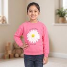Girls' Pink Round Neck Pullover Sweatshirt, Pink, small