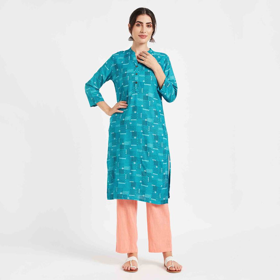 Printed Kurta, Mid Blue, large image number null