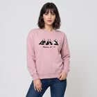 Women Lilac Crew Neck Graphic Print Sweatshirt, Lilac, small