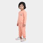 Girls Peach Round Neck Lounge Hipster Set, पीच, small