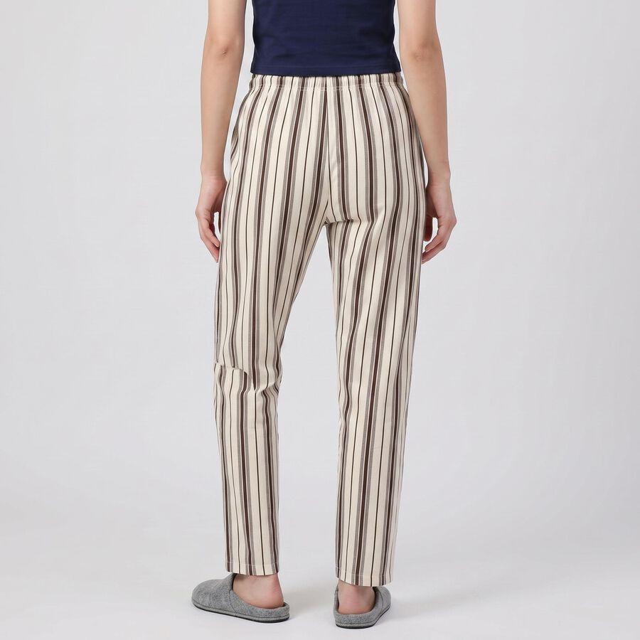 Women's Brown Straight Fit Striped Lounge Pyjama, Brown, large