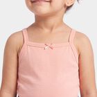 Girls' Peach Cotton Square Neck Sleeveless Vest, Peach, small