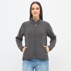 Women's Dark Grey High Neck Zip-Up Sweatshirt, Dark Grey, small image number null